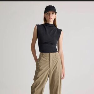 Quince Black Sleeveless Top Mock Turtleneck